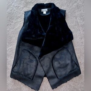 Elliott Lauren Black faux leather and fur Vest